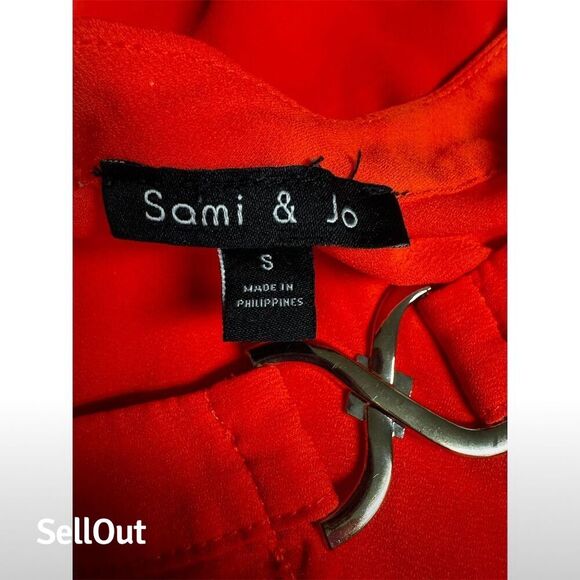 Sami & Jo Women's Orange Short Sleeve Blouse Size S Casual Spring Top - Picture 5 of 7